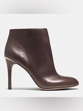 Coach Nila Chestnut Brown Leather High-Heel Ankle Booties